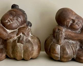 "Wealth & Happiness" Carved Figures