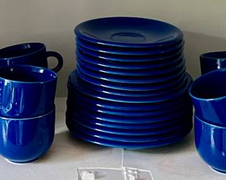 Blue Dish Set - 8 dinner plates, 8 cups & saucers, 8 dessert plates, 8 bowls, 1 serving bowl