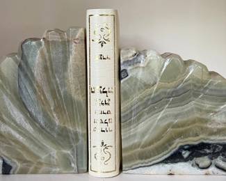 Scalloped Marble Bookends