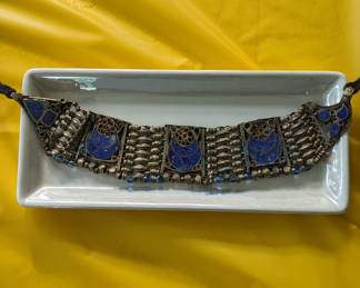 Lapis and silver Middle Eastern choker