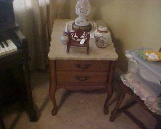 Marble Top End Table, 1 of 3 Matching Pieces.  Will Sell as a Set.