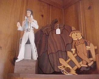 Wooden Scarecrow/Pumpkin, Elvis Decanter
