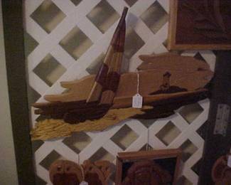 Wooden Sailboat Scene