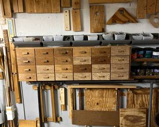 Assorted woodworking tools and supplies 