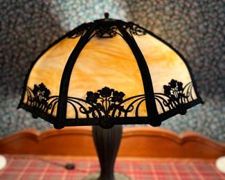 Damaged slag glass lamp 