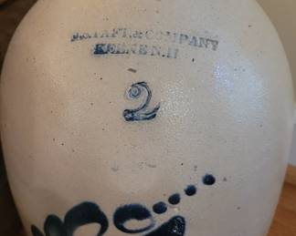 #2 stoneware jug signed J. S. Taft & Company, Keene, NH, blue decorated floral, very good condition, 13"