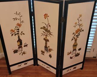 Three-panel Asian screen, double-sided