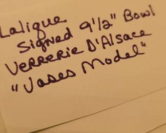 Lalique, signed 9 1/2" bowl, with frosted design of a tree bearing flowers, "Vases Model"