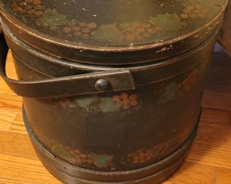 Antique primitive hand painted Firkin