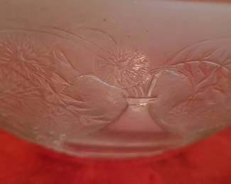 Lalique, signed 9 1/2" bowl, with frosted design of a tree bearing flowers, "Vases Model"