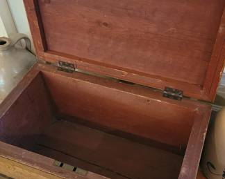 Painted interior of small work chest