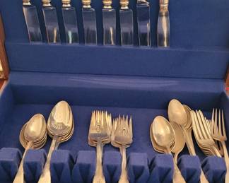 Reed & Barton sterling silver flatware in lined storage box, see additional photos of sterling silver