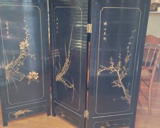 Three-panel Asian screen, double-sided