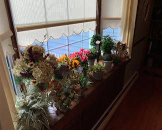 Faux Floral Arrangements and Topiary, Small Wood Birdhouses