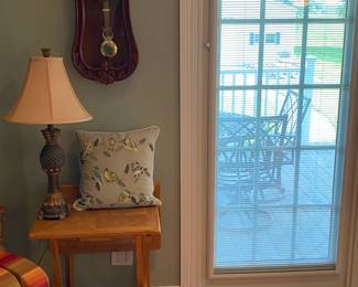 D&A Wall Clock, TV Trays, Throw Pillow with Embroidered Birds