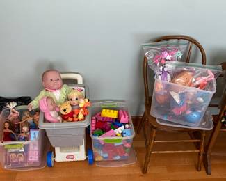 Barbies, Dolls, Large Legos, Mr Potato Head, Minnie Mouse Dolls