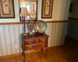 Entry Table, Large Mirror, Lamp, Wall Art