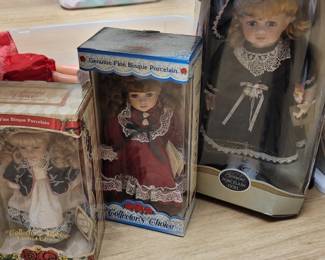 Two Collectors Choice Bisque Fine Porcelain Dolls in Box