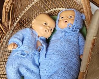 Circa 1980's Pair of Newborn Baby Dolls