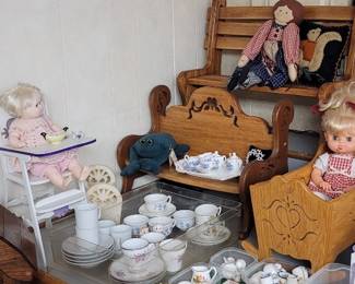 Assortment of Dolls, Assortment of Toy China Sets
