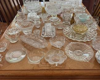 Assortment of Cut Glass & Crystal Bowls, Platters, Etc