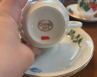 China 999 Baby Blue Posey Flowers Tea Cup Saucer 