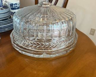 Pressed Glass Covered Cake Plate