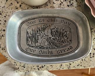 Wilton "Give Us This Day Our Daily Bread" Pewter Bread Tray 