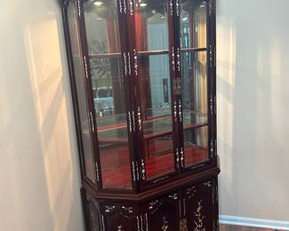 Asian motif lighted China cabinet