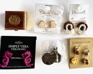 Centaur Pill Box & 5 Pairs New Earrings: Ammonite, Simply Vera Vera Wang, Coldwater Creek & More
Lot #: 140