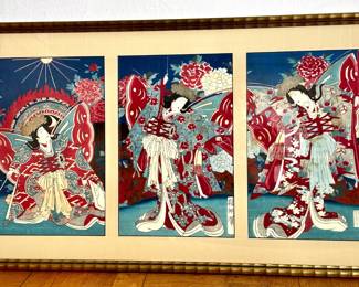 Vintage Japanese Watercolor Paintings Triptych
Lot #: 12