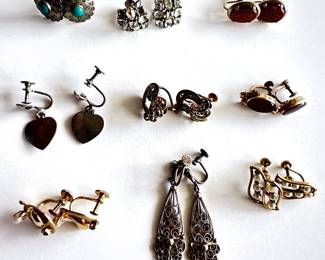 9 Pairs Vintage Screw-On Earrings Including 2 Sterling Silver
Lot #: 137