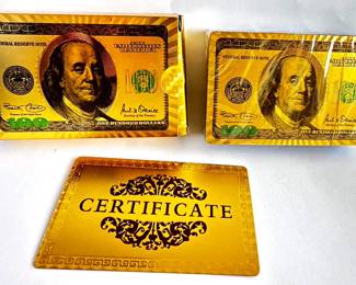 New In Box Gold Foil 100 Dollar Bill Playing Cards With Certificate Of Authenticity
Lot #: 142