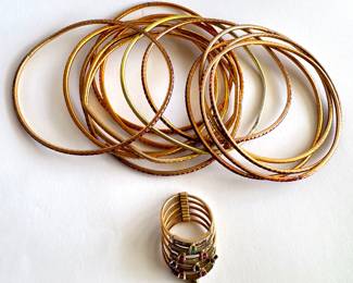 Ring With 5 Connected Bands, Size 7 & 12 Thin Bangle Bracelets
Lot #: 141