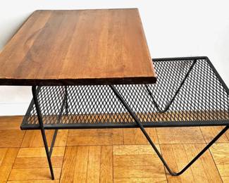 Mid-Century 2 Tier Wood & Iron Industrial Side Table
Lot #: 71