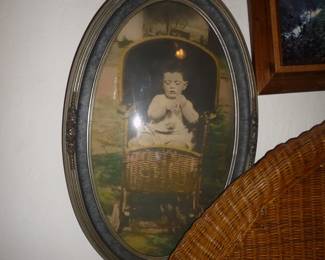 antique baby oval picture