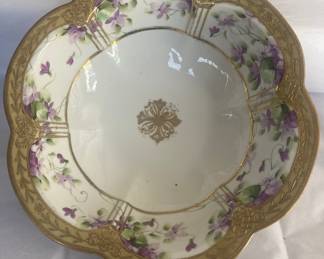 Large Hand Painted Beaded Nippon Bowl