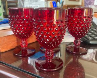 Fenton Ruby Hobnail Glasses