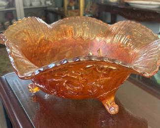 Large Marigold Carnival Glass Bowl