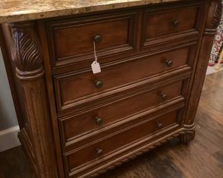 Five drawer bureau with marble top