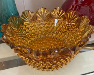 Amber pointed hobnail basket - beautiful