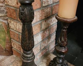 Tall Wood Candlesticks

