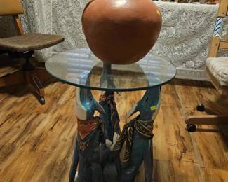 Three Metal Coyote Base with a glass table top