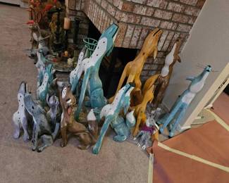 Wood Carved and Hand Painted Coyotes