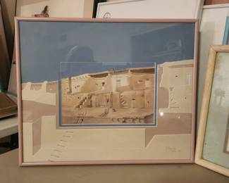 "Acoma Pueblo" by James Harrill & Mat design by Christine of Santa Fe