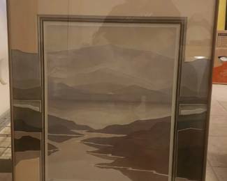 "Picturesque" Triptych Lithograph Limited Edition by Robert White (Hand Signed) 1338/1500 Mat Designed by Christine of Santa Fe (3 of 3)