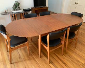 Danish mid century modern teal oval table