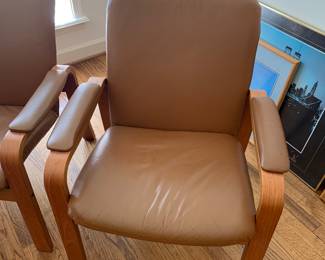 Vintage Ekornes leather and teak chair - pair
