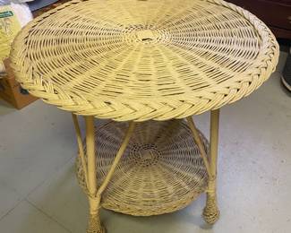 Antique round Victorian Wicker Table