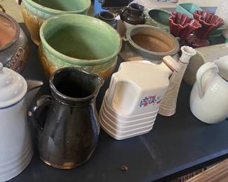 Antique Pottery / Planters / Enamelware